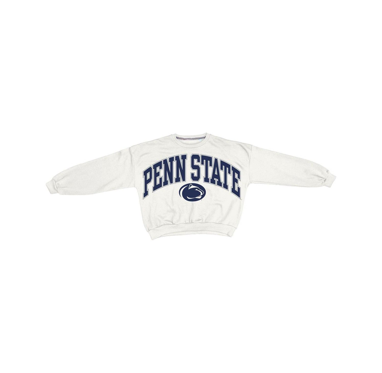 Women's White Penn State Nittany Lions Oversized Janice Waist-Length Sweatshirt