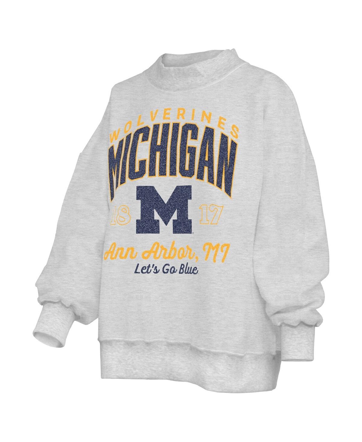 Pressbox Women's Heather Gray Michigan Wolverines Reversible Sweatshirt