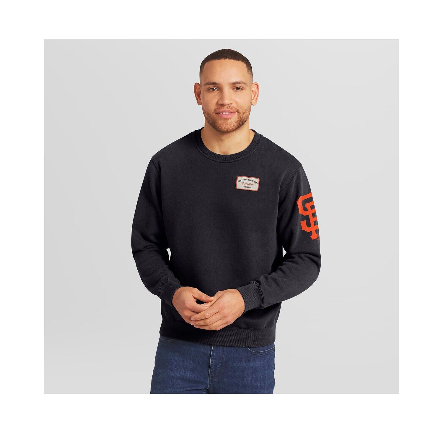 Darius Rucker Collection by Men's Black San Francisco Giants Washed Crew Neck Pullover Sweatshirt