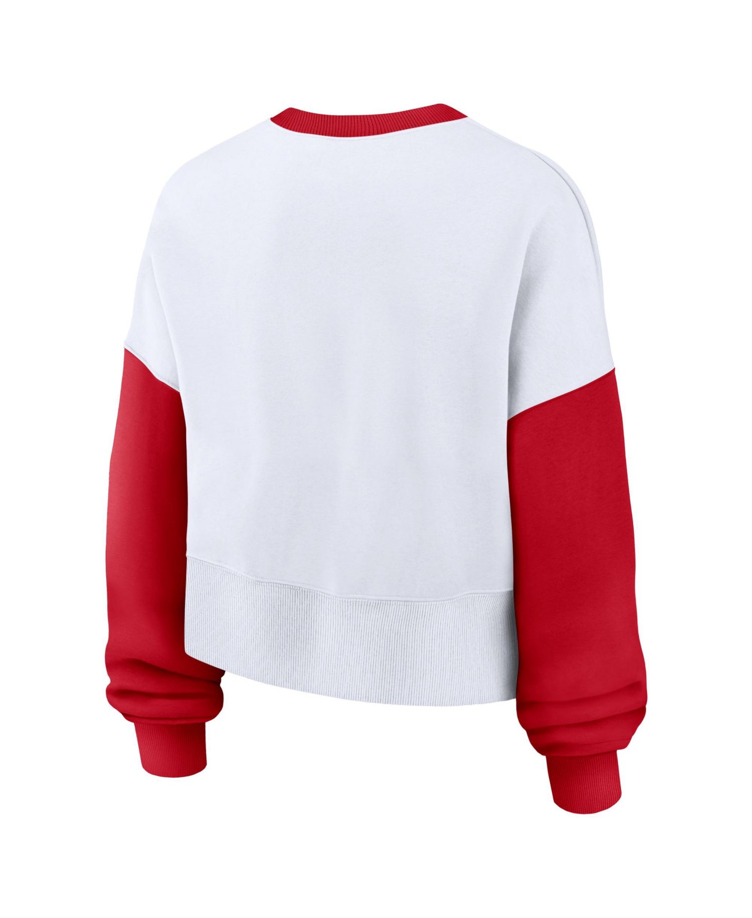 Women's White/Red Philadelphia Phillies Oversized High Hip Fleece Sweatshirt