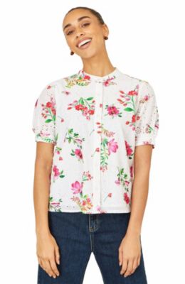 Women's Cotton Broderie Anglaise Floral Shirt