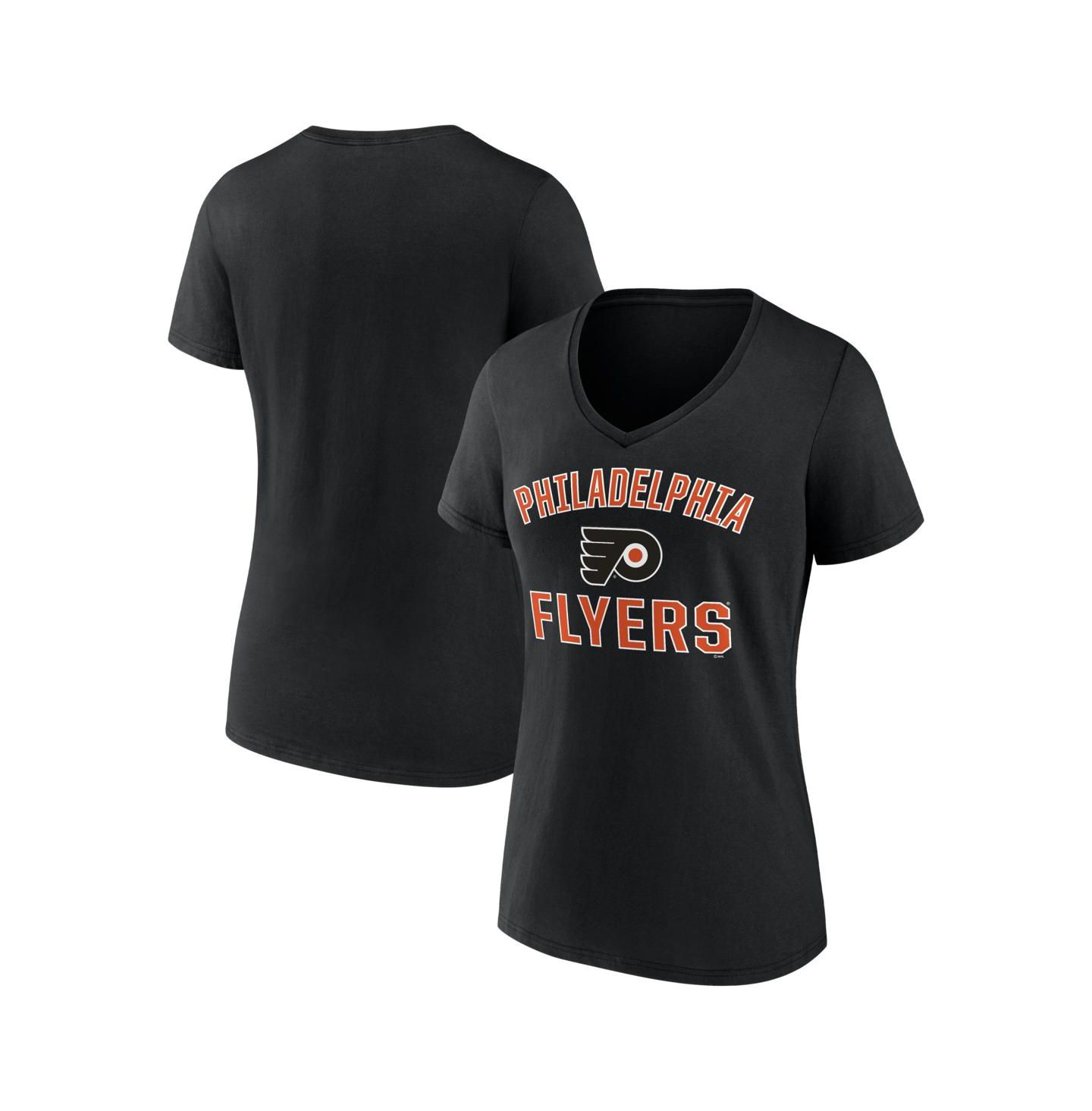 Женская футболка Logo Athletic Black Philadelphia Flyers Arch Victory V-Neck — фото 1