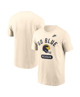 Men's Natural Michigan Wolverines Legacy Arch Helmet T-Shirt