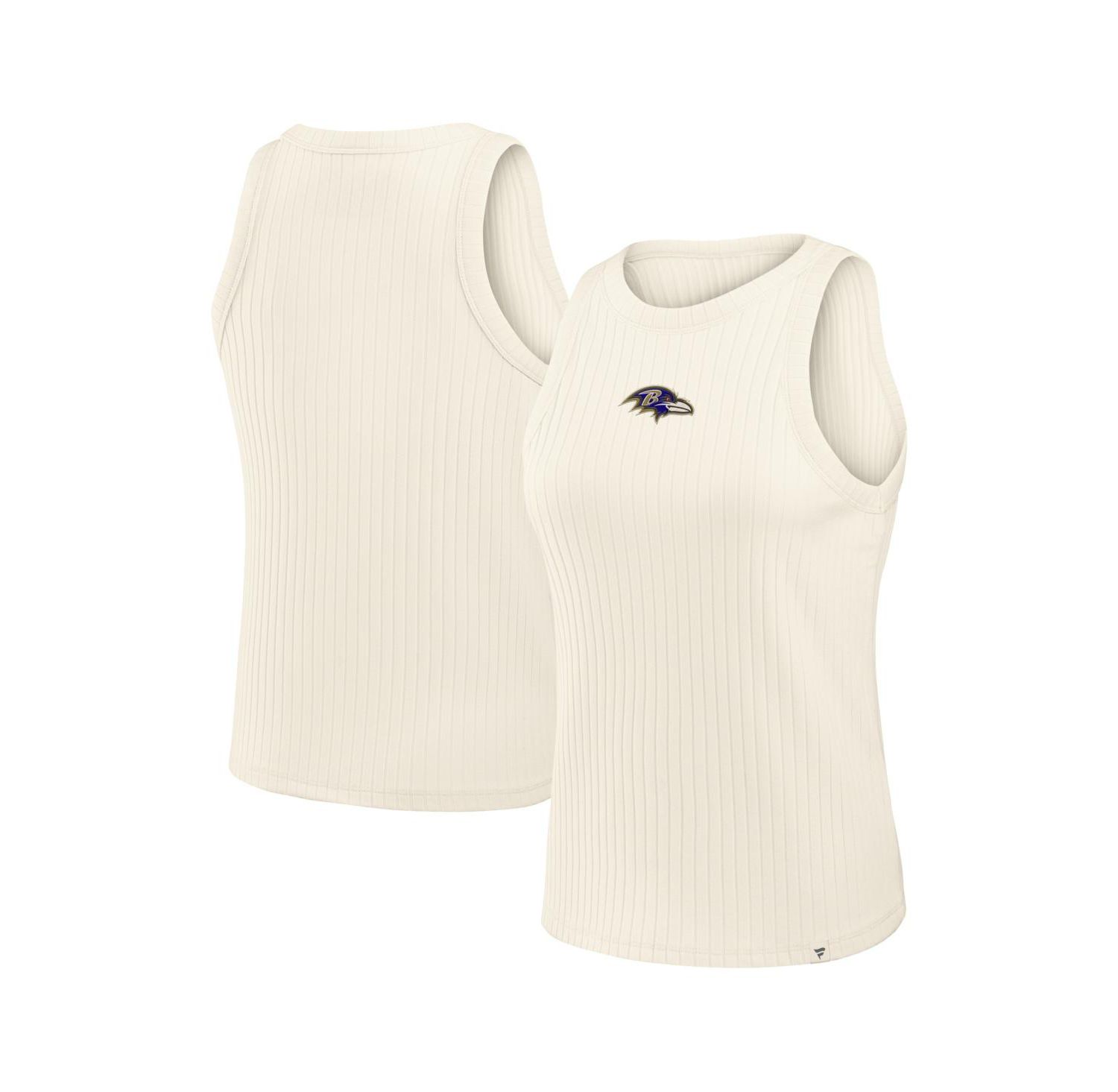 Women's Cream Baltimore Ravens Star Play Tri-Blend Ribbed Tank Top