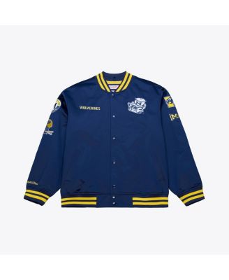 Men's Navy Michigan Wolverines Double Clutch Lightweight Satin Full-Snap Jacket
