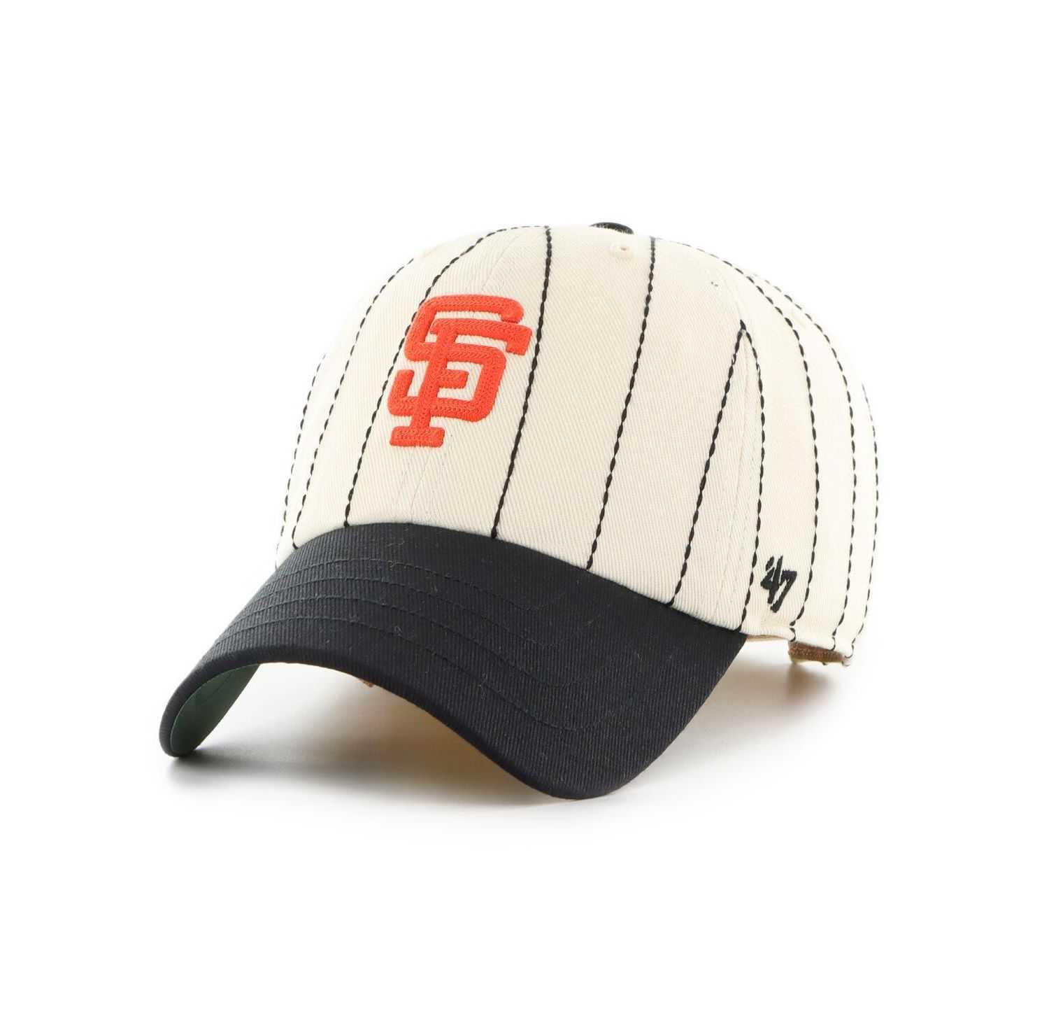 x Rawlings Men's Natural/Black San Francisco Giants Pinstripe Clean Up Adjustable Hat