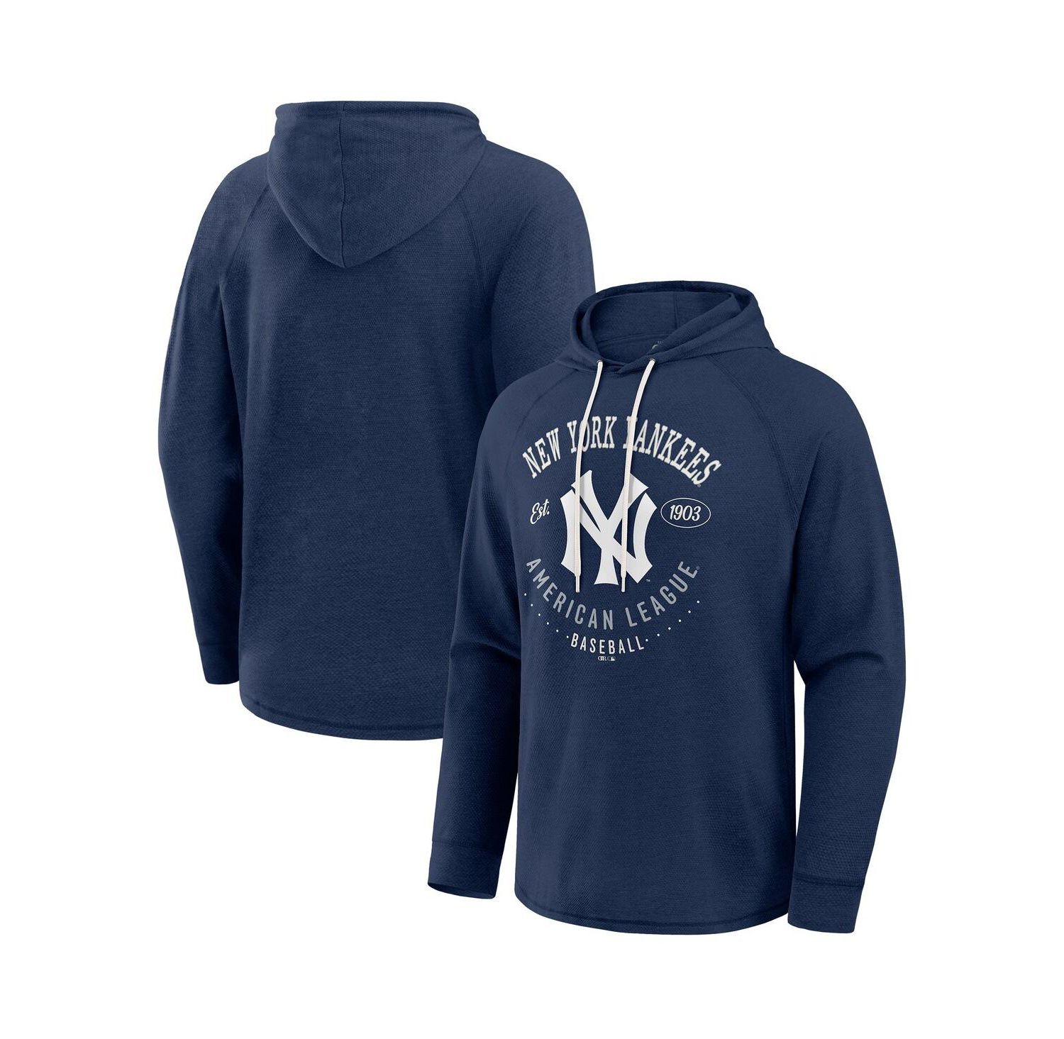 Men's Navy New York Yankees Raglan Hooded Long Sleeve T-Shirt