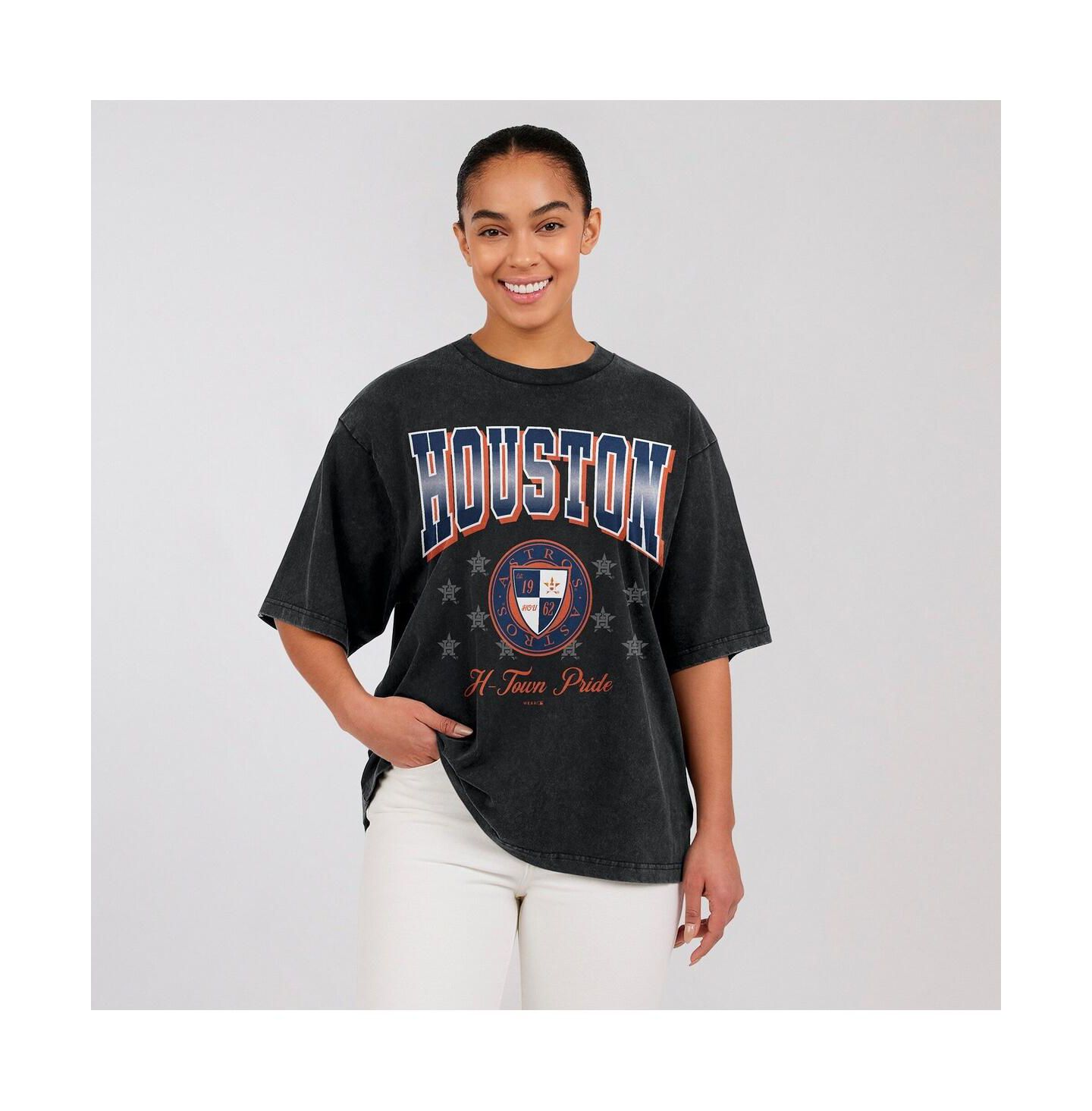 Женская футболка WEAR by Erin Andrews Black Houston Astros Oversized Boyfriend — фото 1