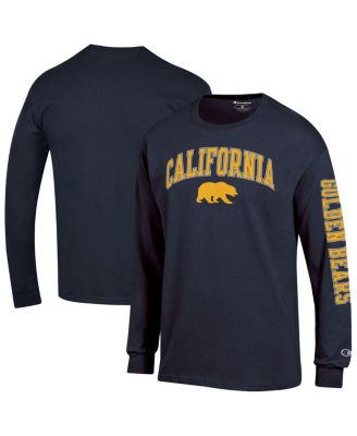 Men's Navy Cal Bears Arch Over Logo 2-Hit Long Sleeve T-Shirt