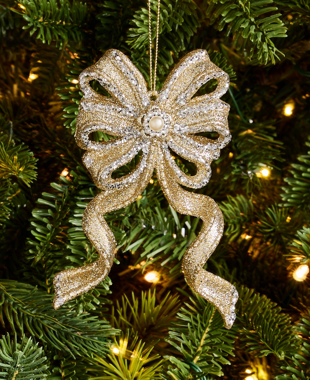 Holiday Lane Christmas Glitters Bow Ornament, Macy's Exclusive