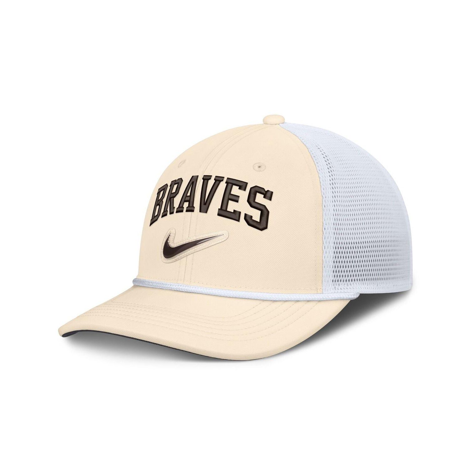 Men's Natural/White Atlanta Braves Rise Dri-FIT Trucker Adjustable Hat
