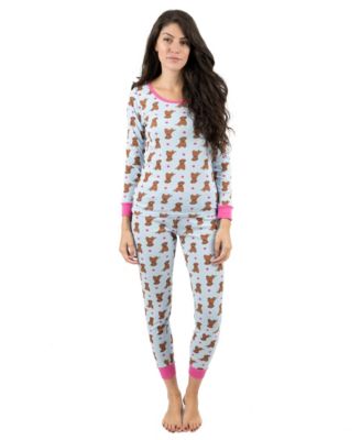 Women's Matching Family Two-Piece Cotton Long Sleeve Shirt and Pants Print Pajamas