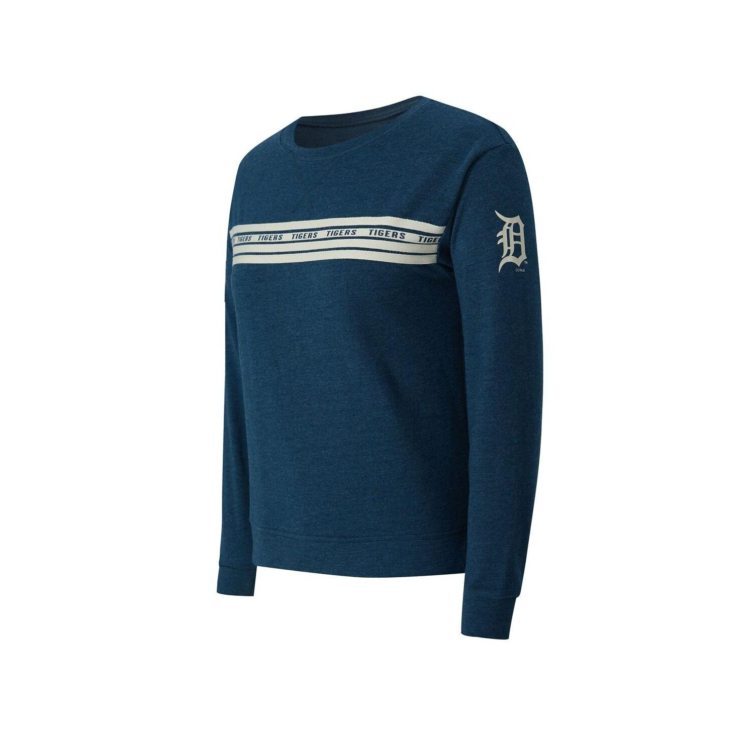 Women's Navy Detroit Tigers Birch French Terry Long Sleeve T-Shirt