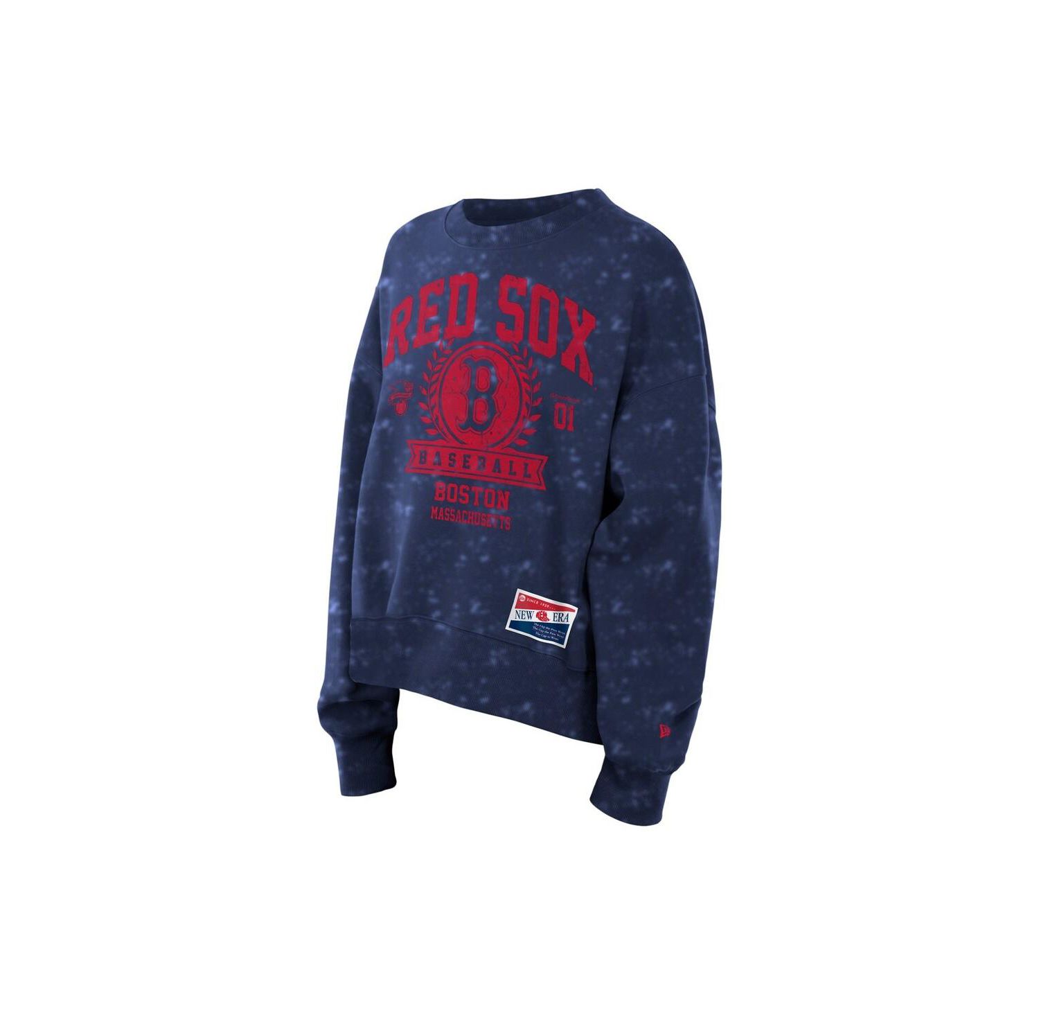 Women's Navy Boston Red Sox Throwback Oversized Boxy Sweatshirt