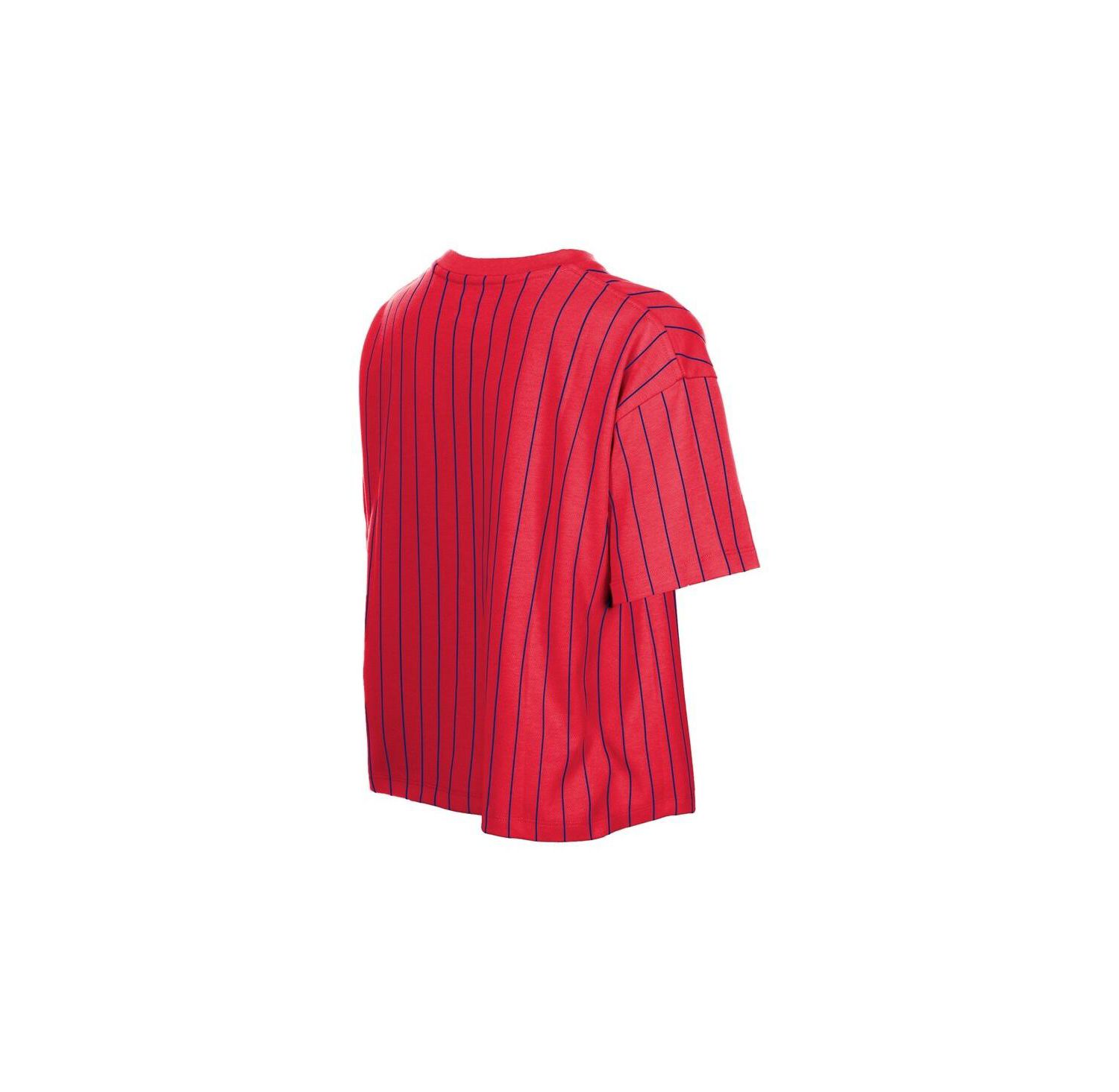 Women's Red Philadelphia Phillies Throwback Meshback Pinstripe Boxy T-Shirt