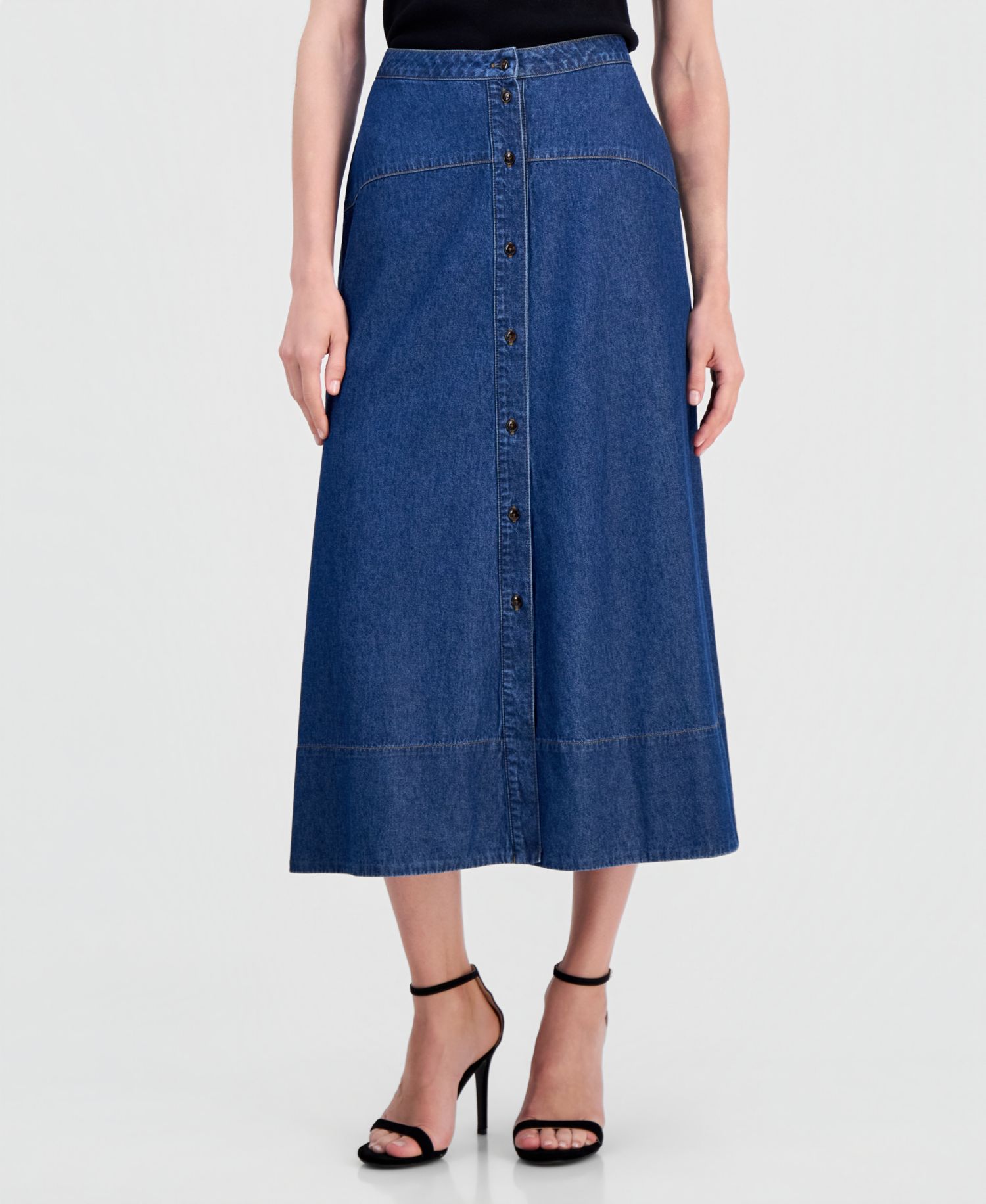 Women's Button-Front Denim Midi Skirt