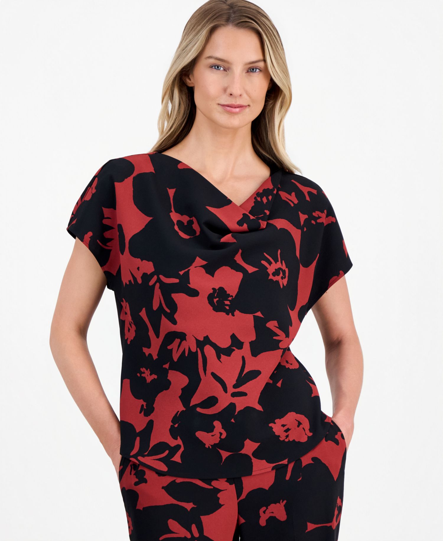 Women's Printed Cowlneck Top