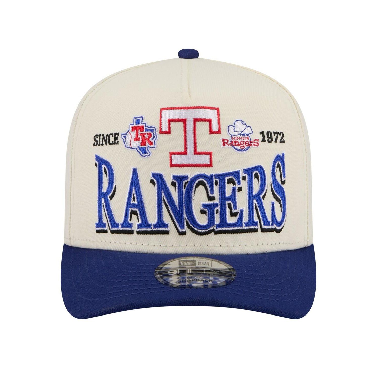 Men's Cream Texas Rangers Throwback Tri-Hit A-Frame 9FIFTY Adjustable Hat
