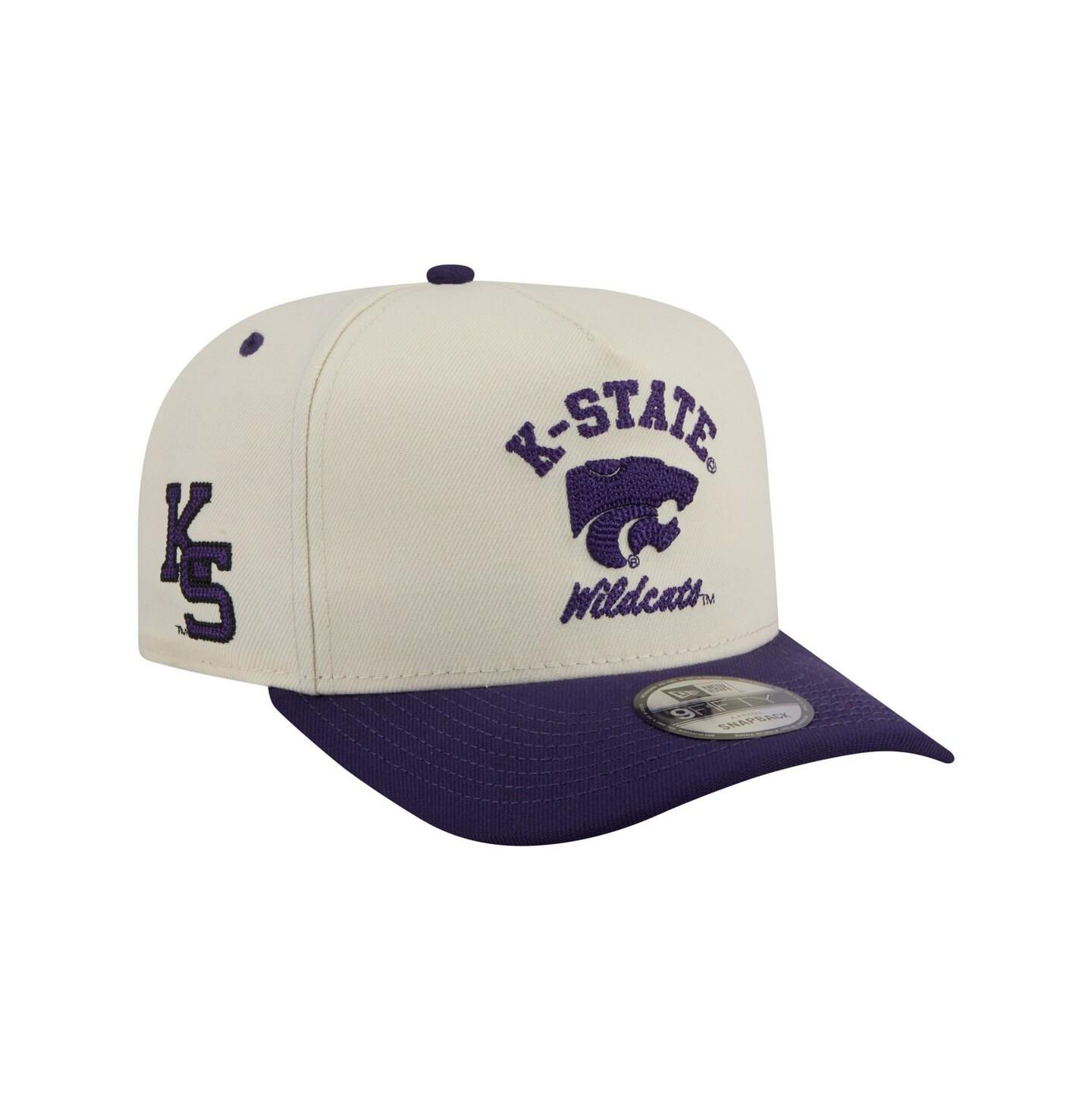 Мужская кепка New Era Cream/Purple Kansas State Wildcats Two-Tone Arched 9FIFTY Snapback Hat — фото 1