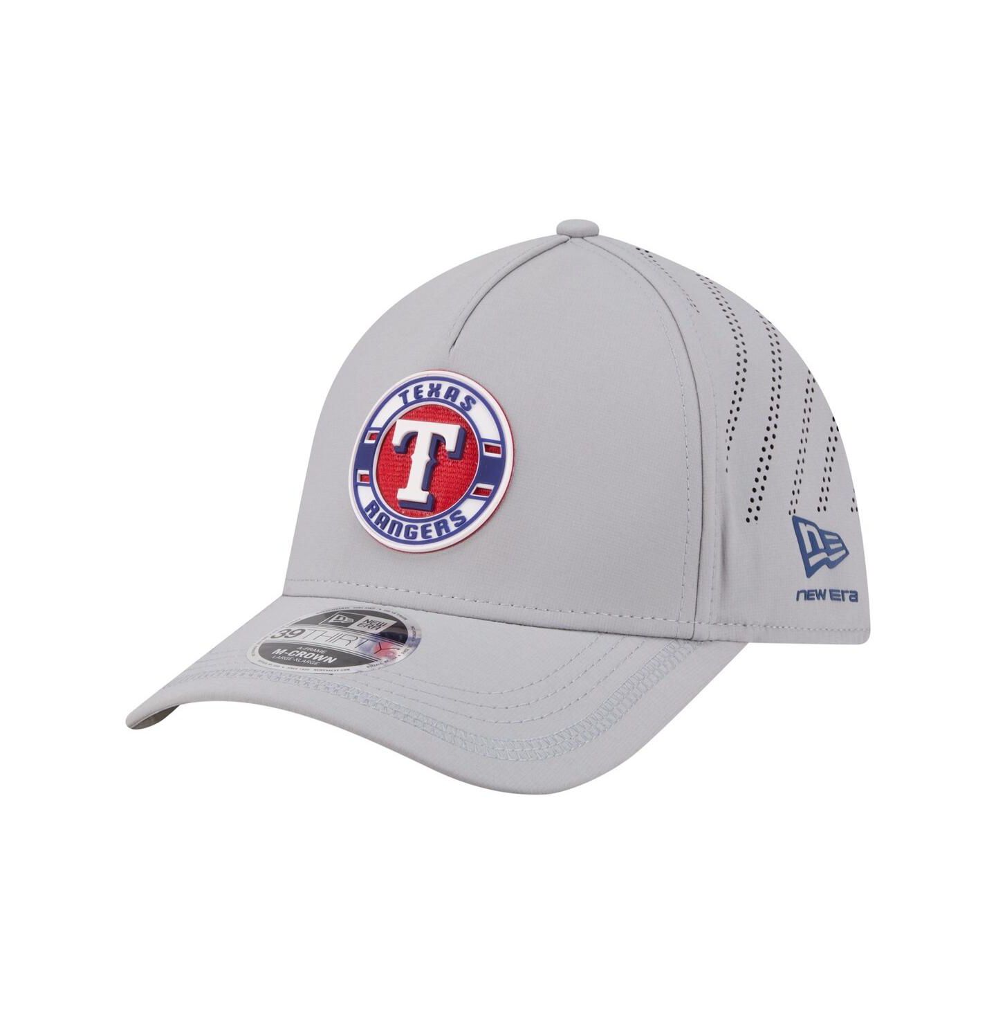 Мужская кепка New Era Gray Texas Rangers Patch 39THIRTY A-Frame M-Crown Perforated Flex Hat — фото 1