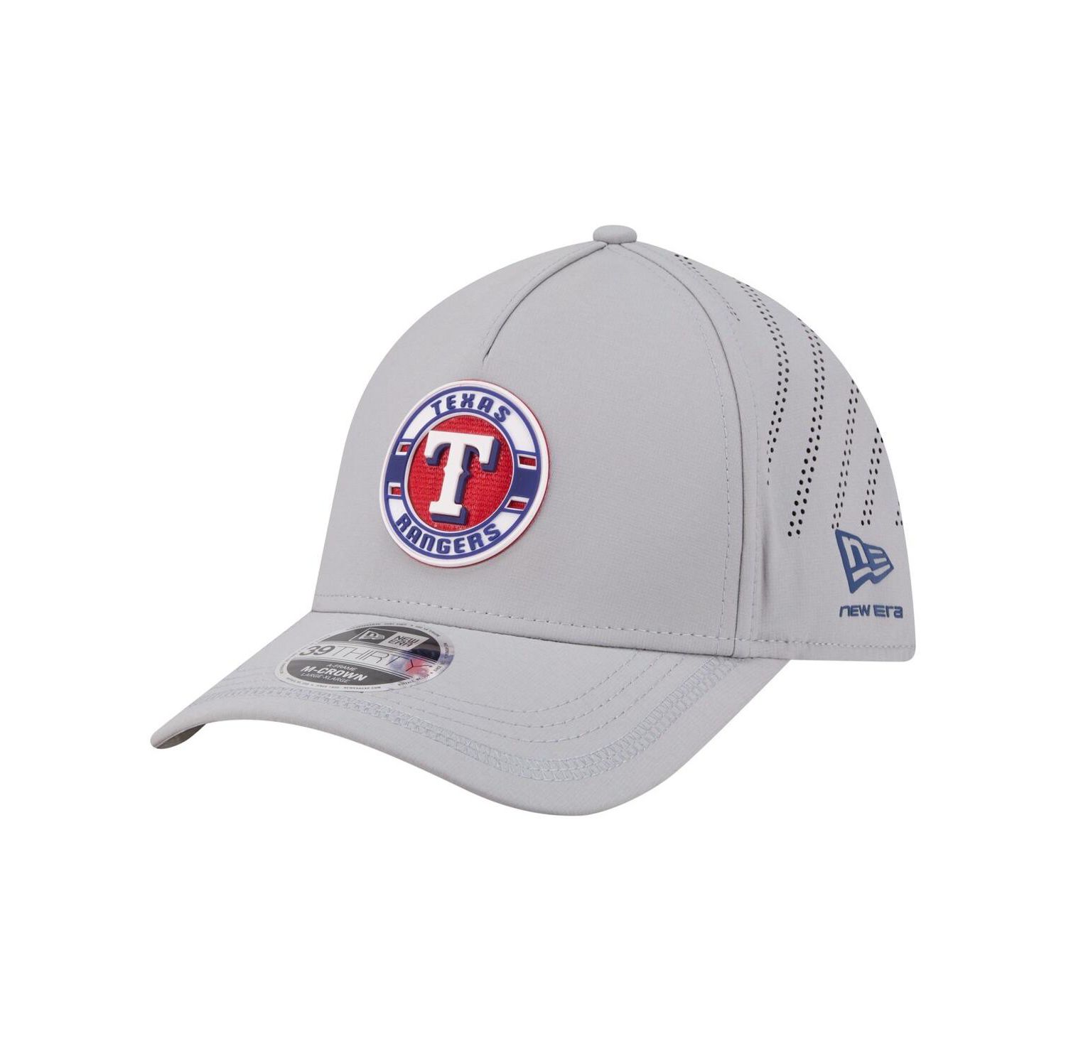 Men's Gray Texas Rangers Patch 39THIRTY A-Frame M-Crown Perforated Flex Hat