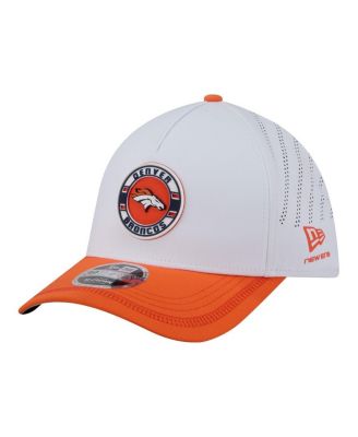 Men's White/Orange Denver Broncos Patch 39THIRTY A-Frame M-Crown Perforated Flex Hat