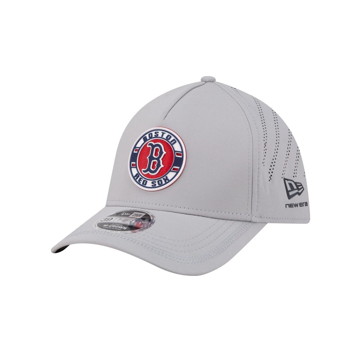 Men's Gray Boston Red Sox Patch 39THIRTY A-Frame M-Crown Perforated Flex Hat
