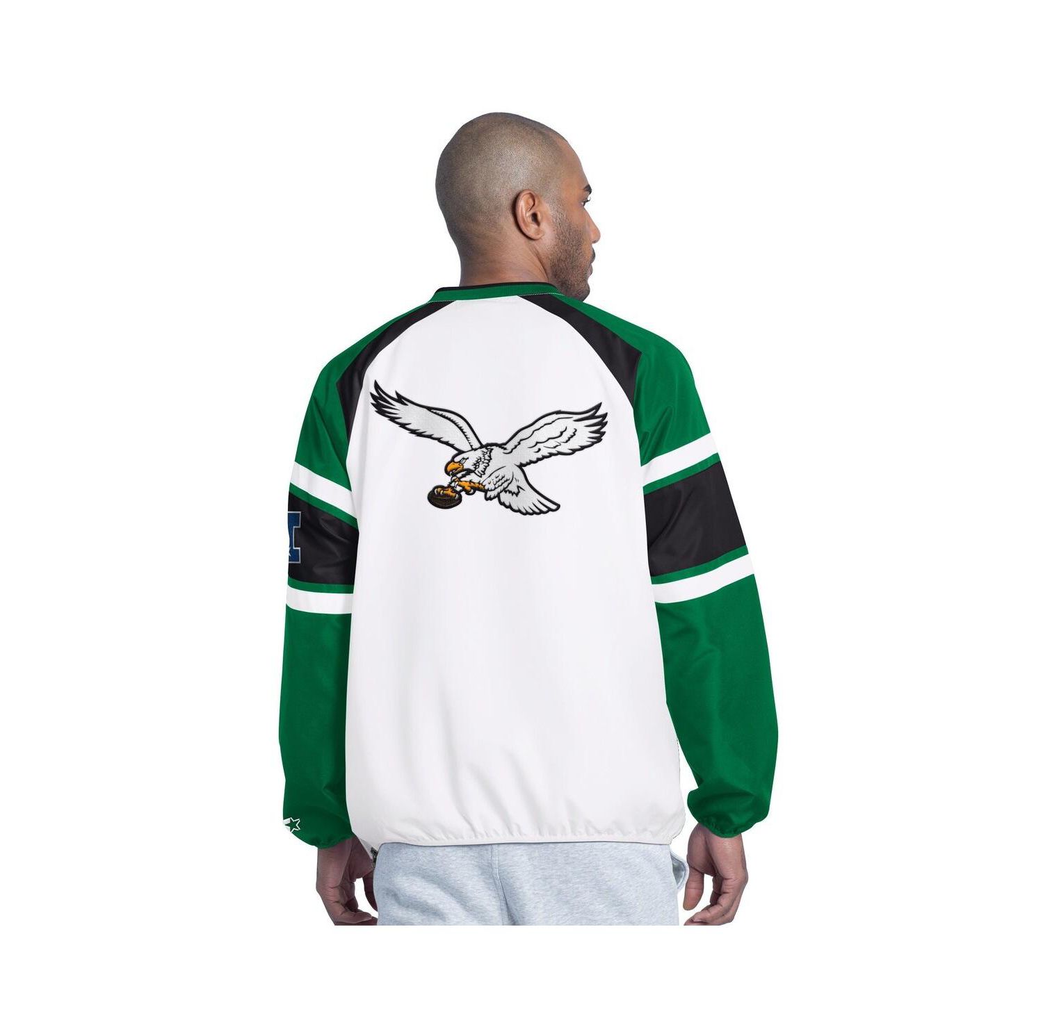 Men's White Philadelphia Eagles Infield Play Raglan Pullover Jacket
