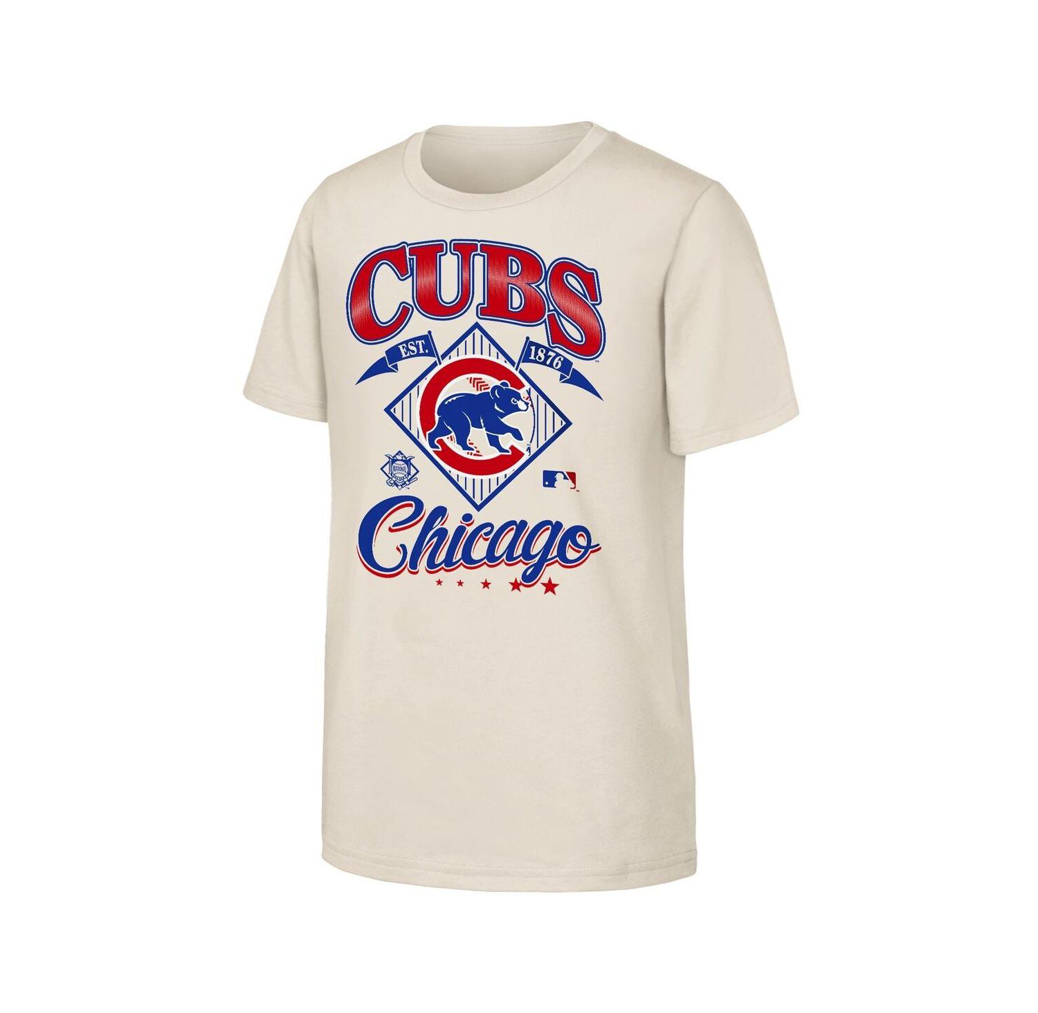 Big Boys and Girls Natural Chicago Cubs Triple Hit T-Shirt