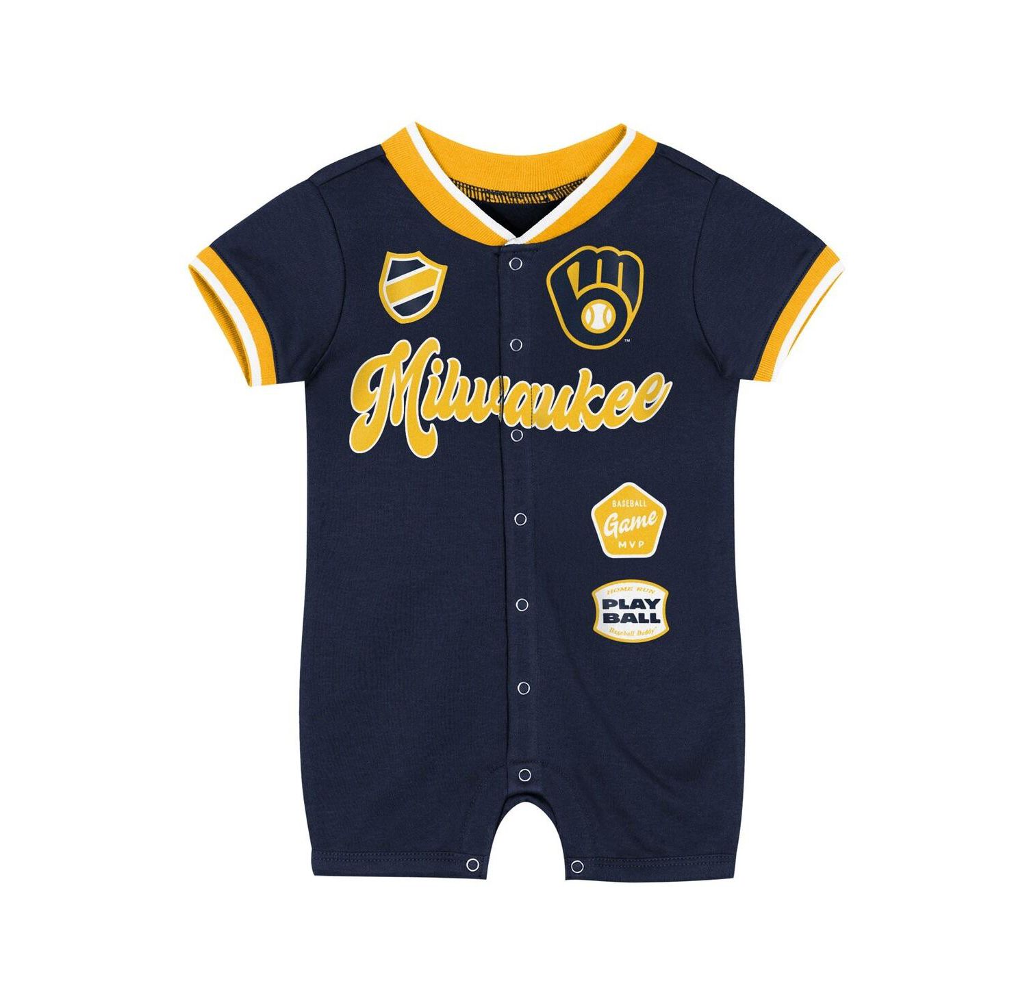 Baby Boys and Girls Navy Milwaukee Brewers Pinch Coverall