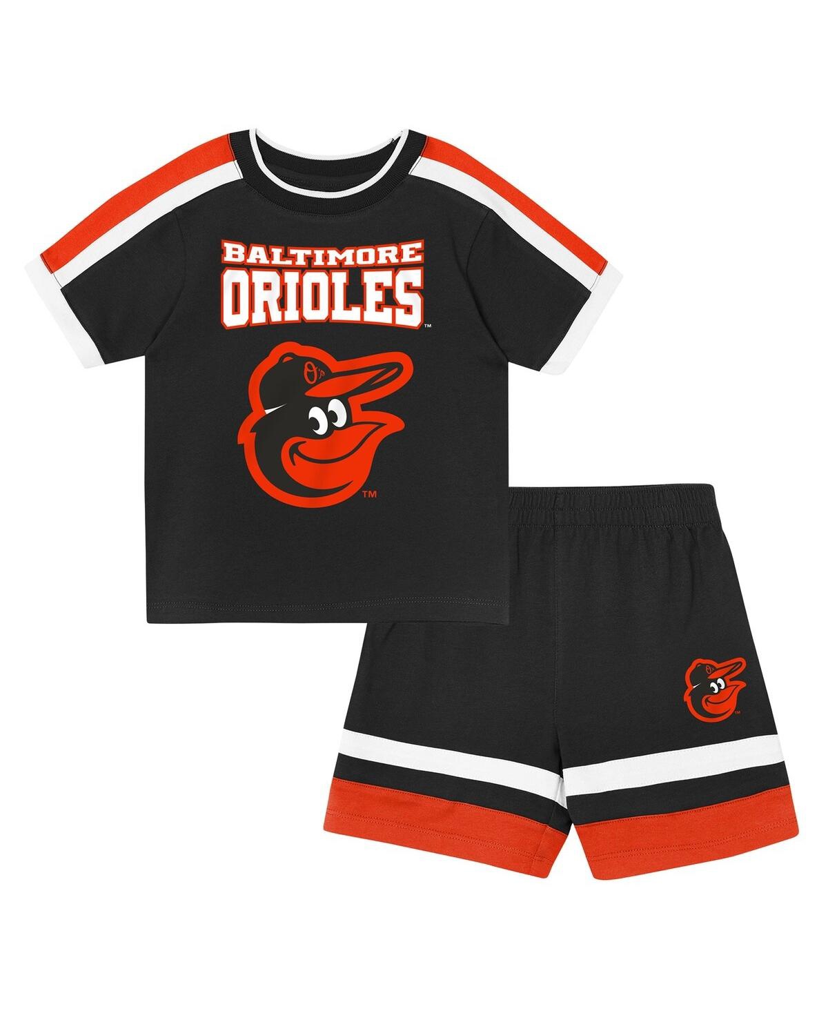 Outerstuff Babies' Toddler 2-piece Black Baltimore Orioles Ground Ball T-shirt And Shorts Set
