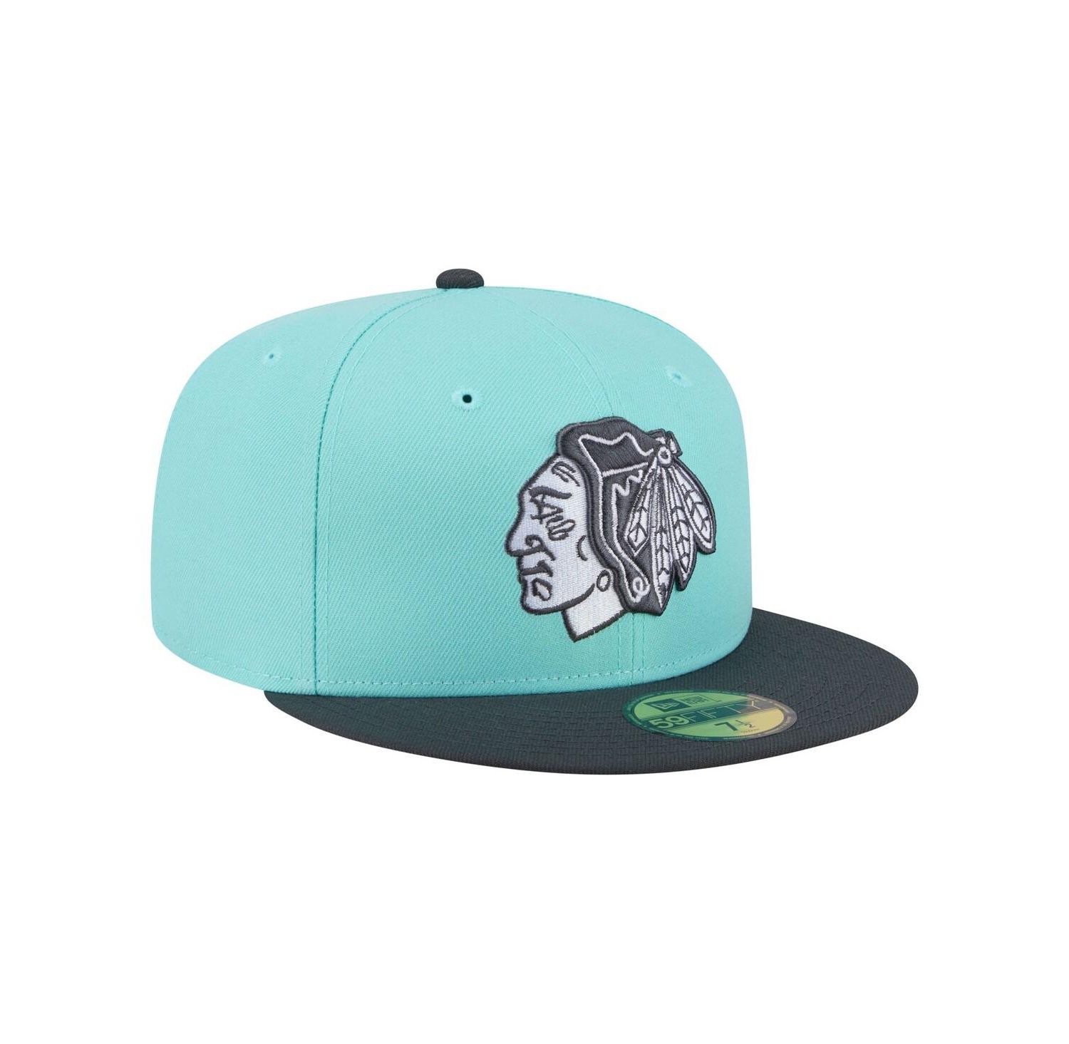 Men's Turquoise/Charcoal Chicago Blackhawks Two-Tone Color Pack 59FIFTY Fitted Hat