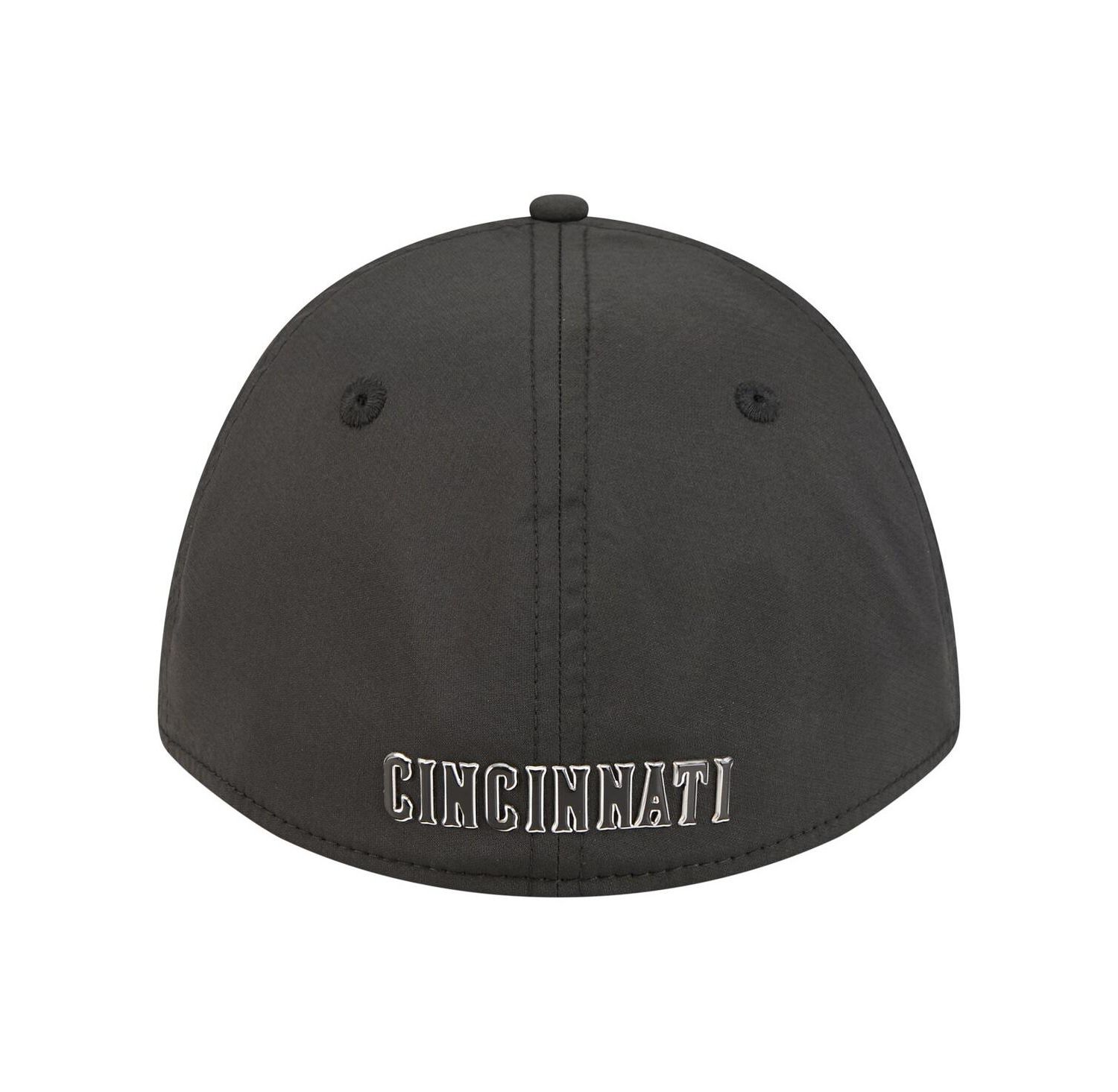 Men's Black Cincinnati Reds Metallic 39THIRTY M-Crown Flex Hat