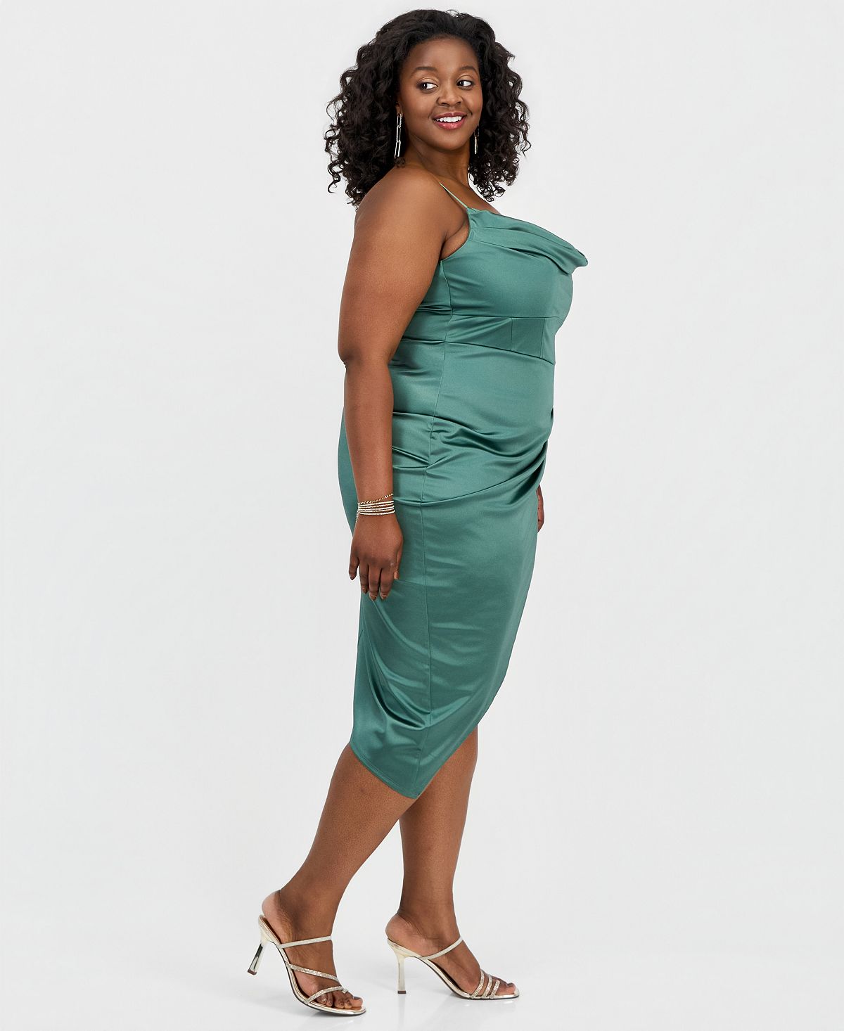Emerald Sundae Trendy Plus Size Asymmetric Sleeveless Bodycon Dress view 3 — MAYCSS fashion products