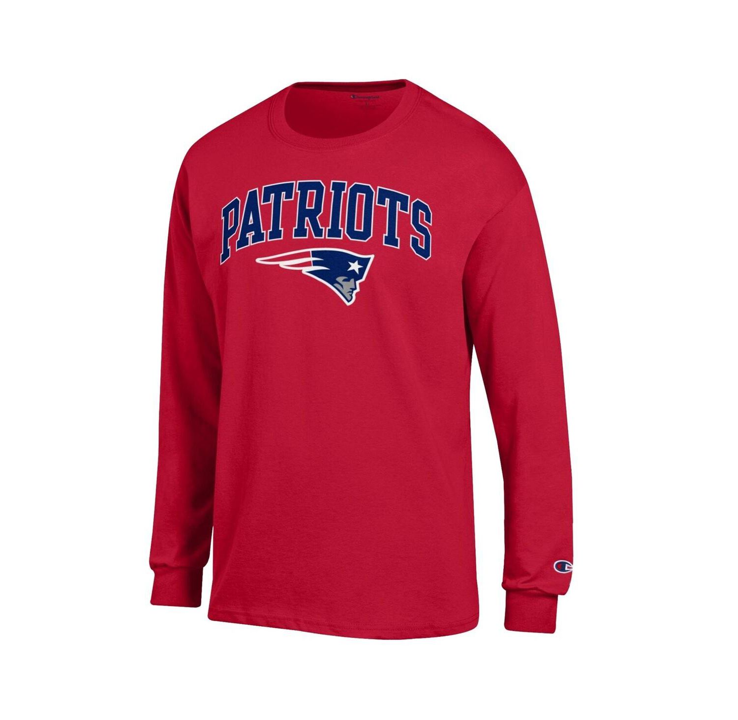 Men's Red New England Patriots Arch Over Logo Long Sleeve T-Shirt