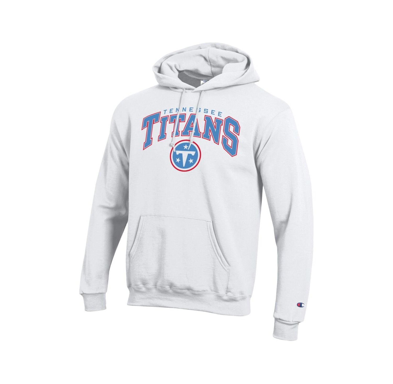 Men's White Tennessee Titans Powerblend Arch over Logo Hoodie