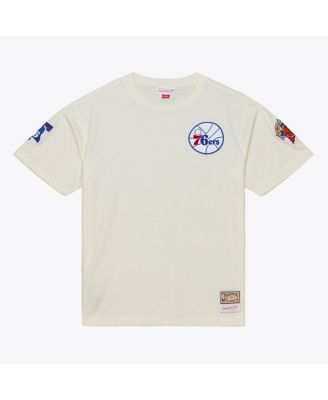 Men's Cream Philadelphia 76ers Hardwood Classics Chainstitch Premium T-Shirt