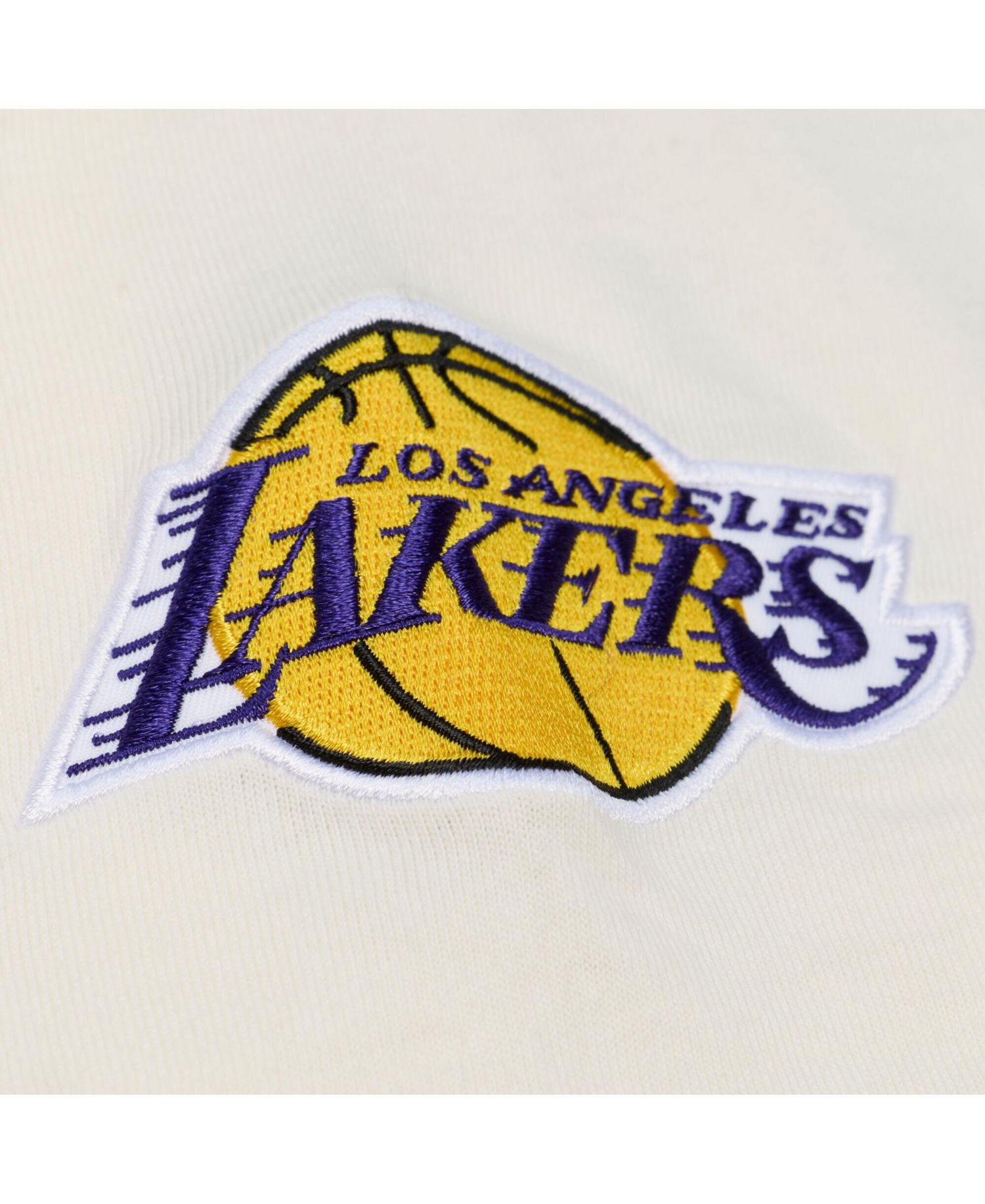Men's Cream Los Angeles Lakers Hardwood Classics Chainstitch Premium T-Shirt