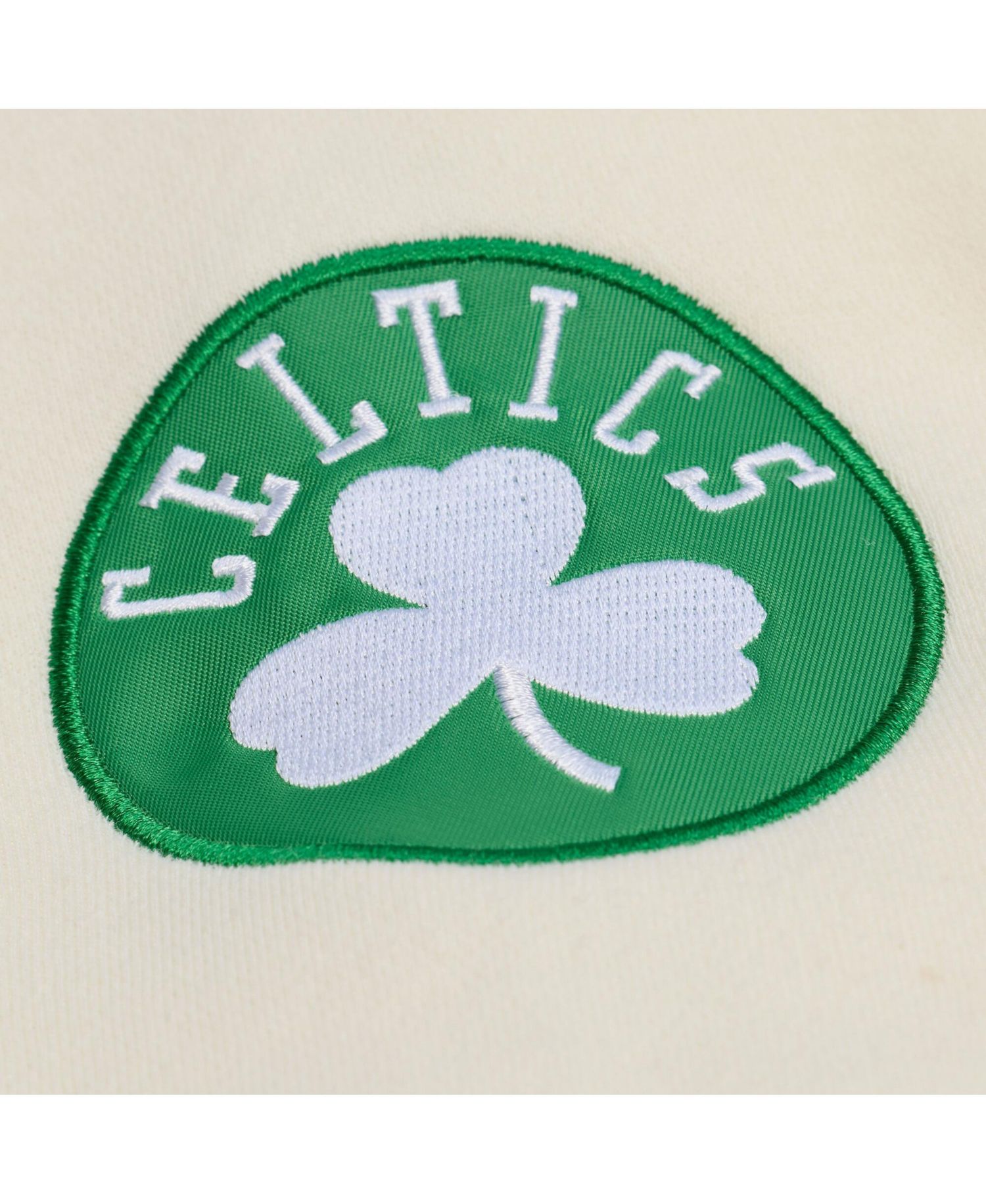 Men's Cream Boston Celtics Hardwood Classics Chainstitch Premium Fleece Hoodie