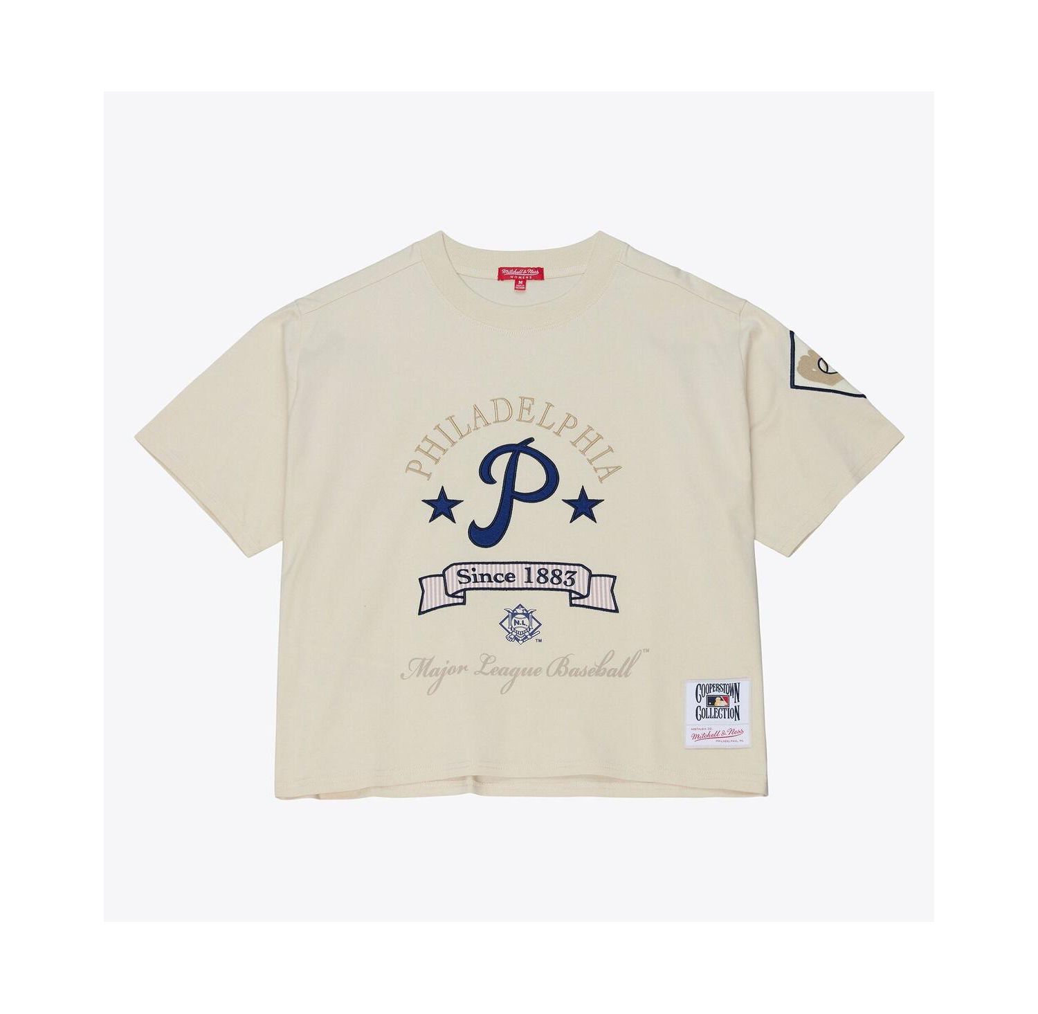 Women's Cream Philadelphia Phillies Cooperstown Yacht Rock Boxy Cropped T-Shirt