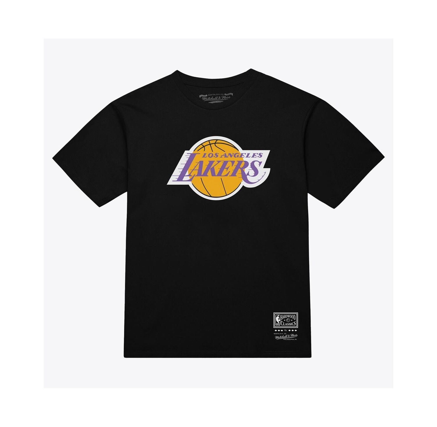 Men's and Women's Black Los Angeles Lakers Hardwood Classics Arch T-Shirt