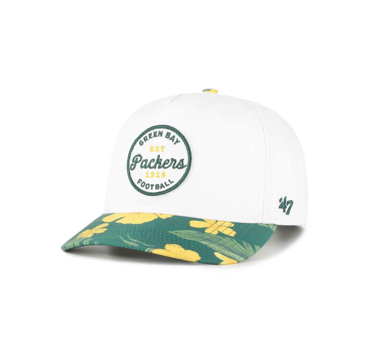 Men's White/Green Bay Packers Beach Side Hitch Adjustable Hat