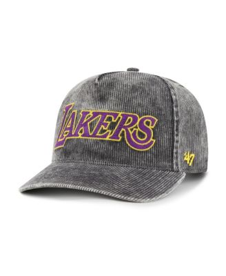 Men's Charcoal Los Angeles Lakers Reclaim Snow Wash Corduroy Adjustable Hitch Hat