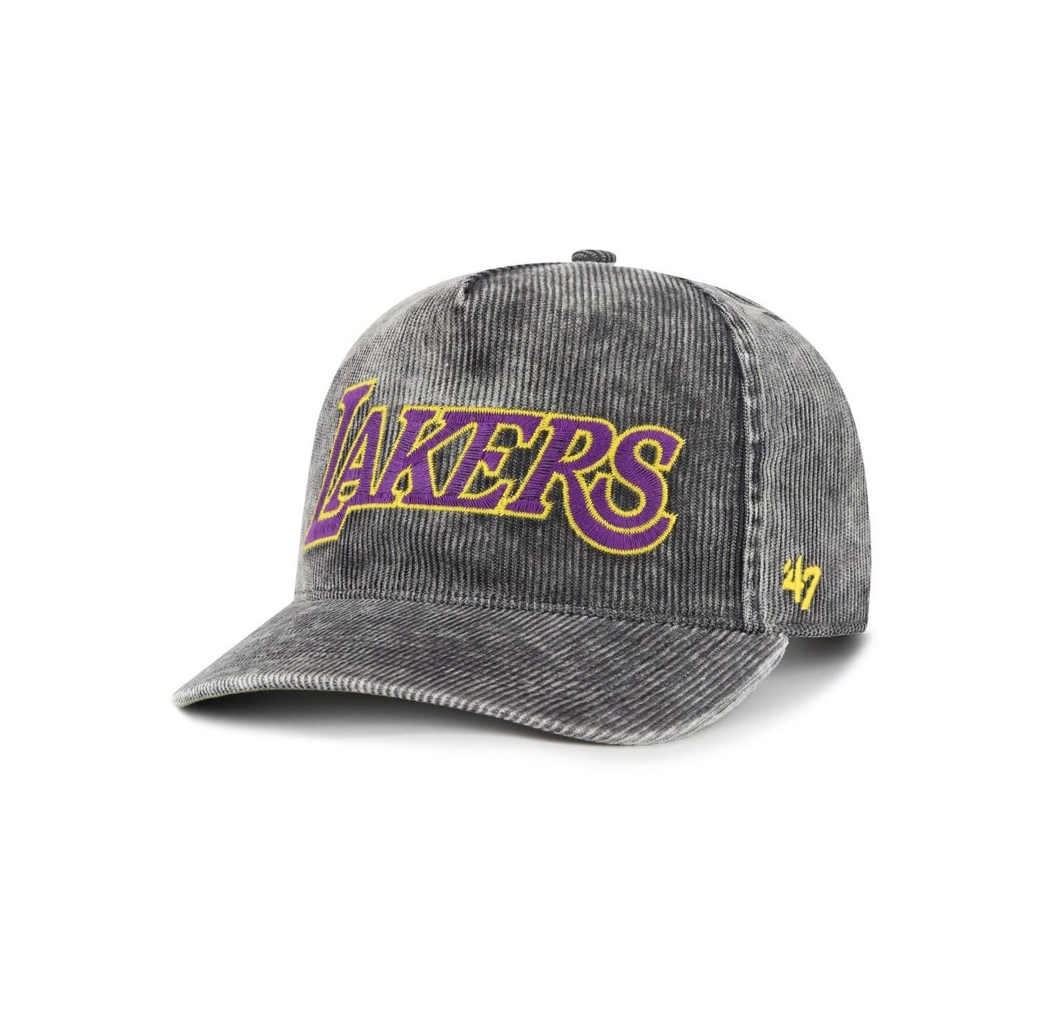 Men's Charcoal Los Angeles Lakers Reclaim Snow Wash Corduroy Adjustable Hitch Hat