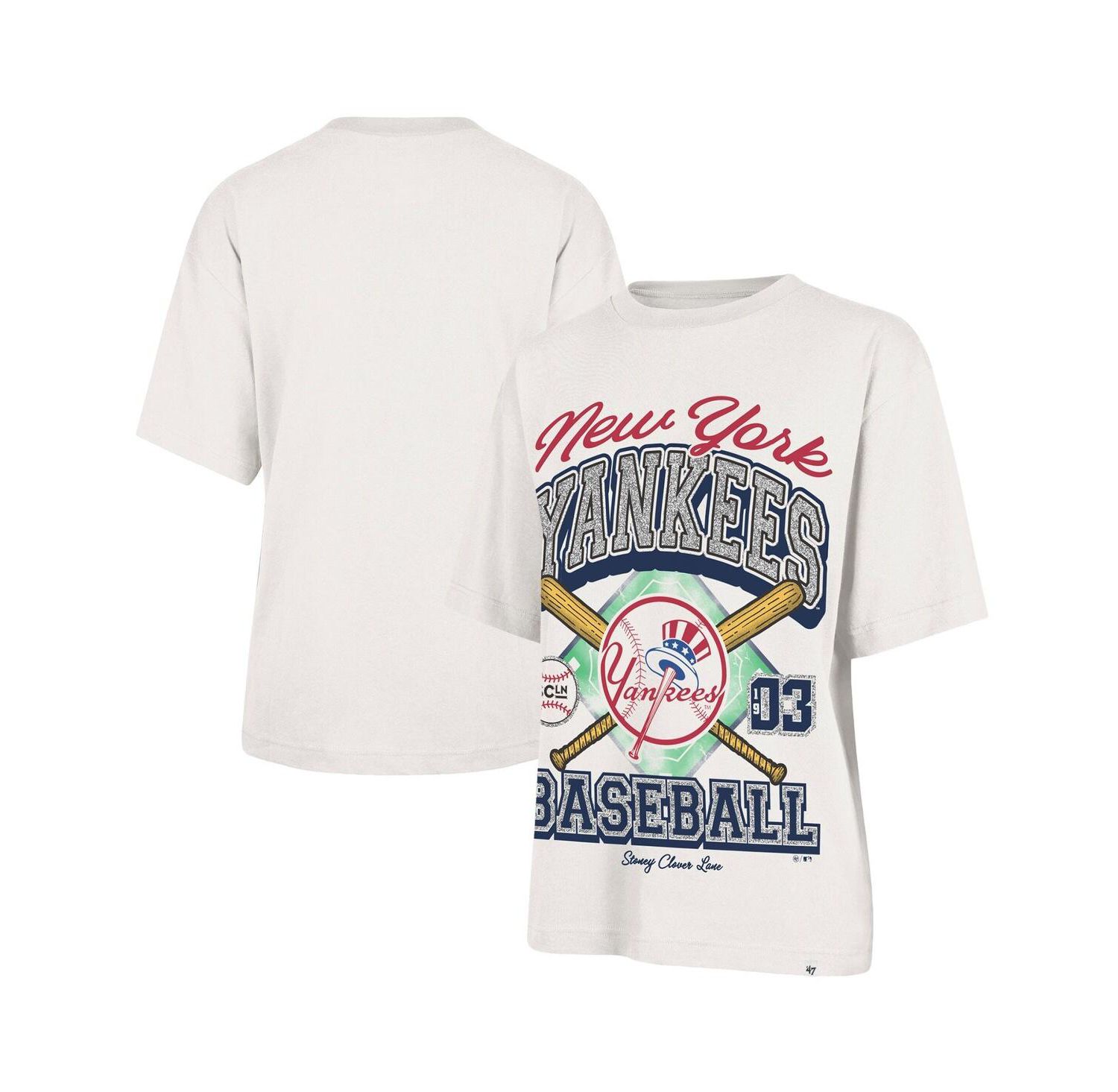 Stoney Clover Lane X Women's Sand New York Yankees Crossover Base Foundation T-Shirt