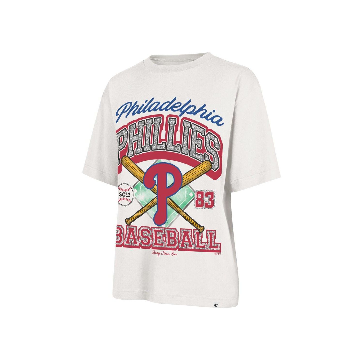 Stoney Clover Lane X Women's Sand Philadelphia Phillies Crossover Base Foundation T-Shirt