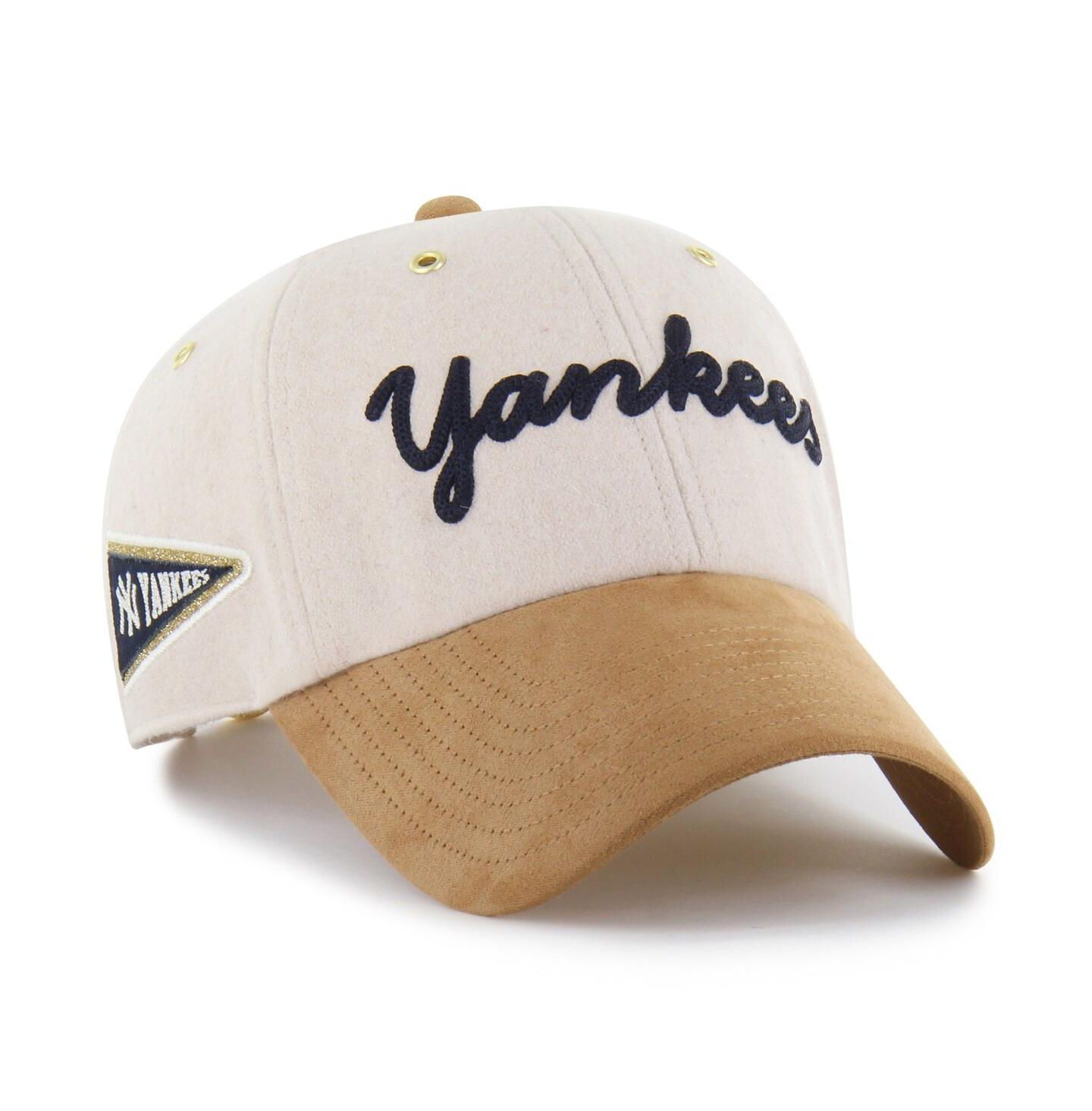 Мужская кепка '47 Brand Stoney Clover Lane X Natural/Tan New York Yankees Script Charm Clean Up Adjustable Hat — фото 1