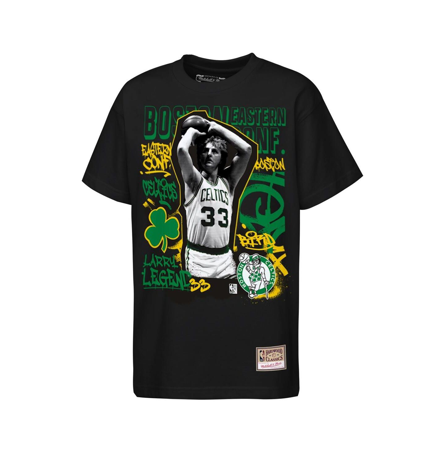 Детская футболка Mitchell & Ness Larry Bird Black Boston Celtics Star Moment — фото 1
