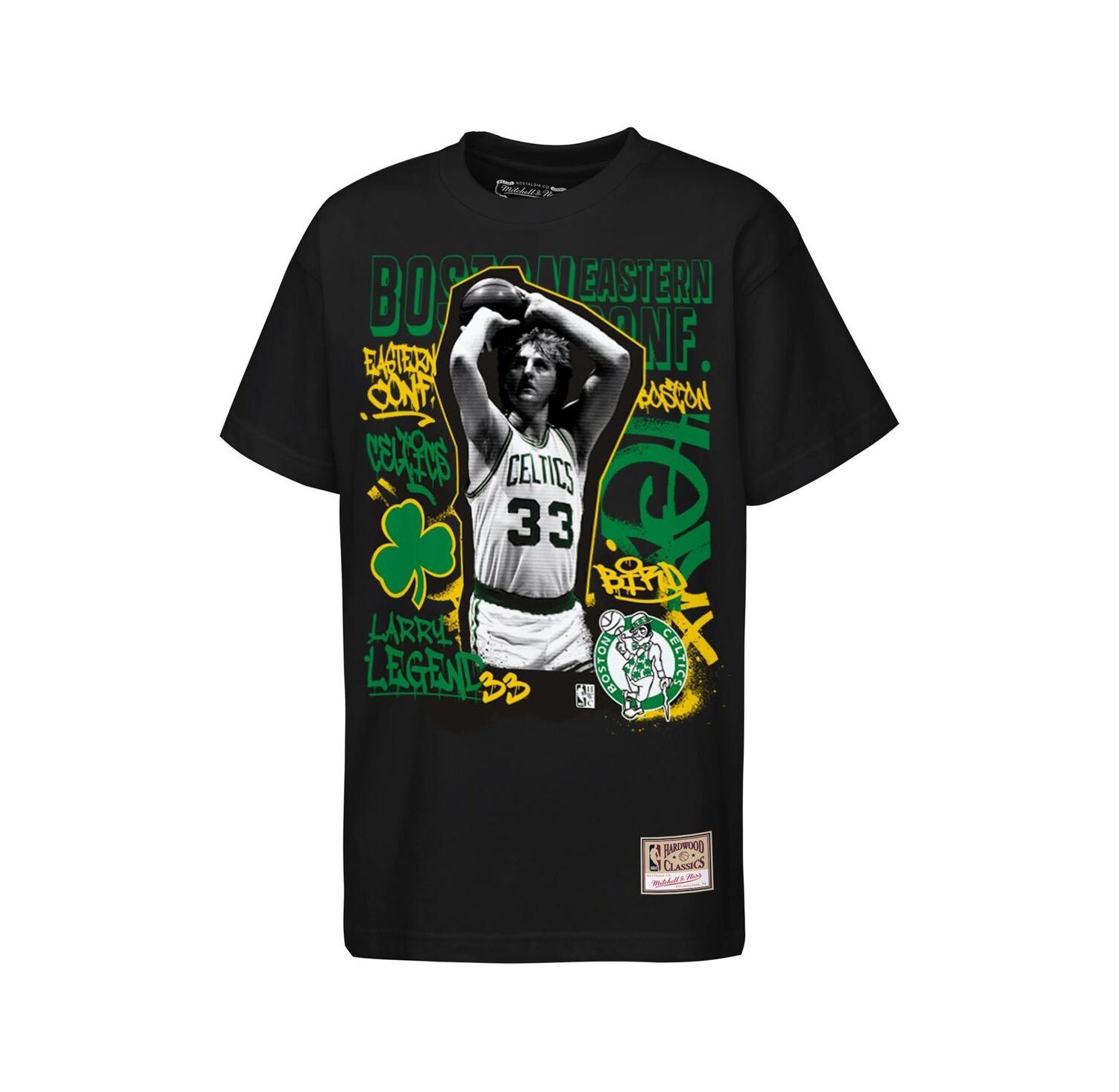 Big Boys and Girls Larry Bird Black Boston Celtics Star Moment T-Shirt
