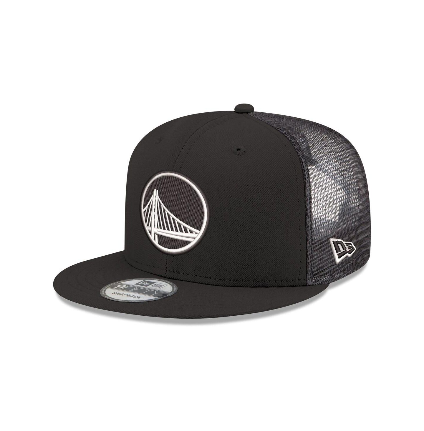 Мужская кепка New Era Black Golden State Warriors Core Logo Meshback 9FIFTY Snapback Hat — фото 1